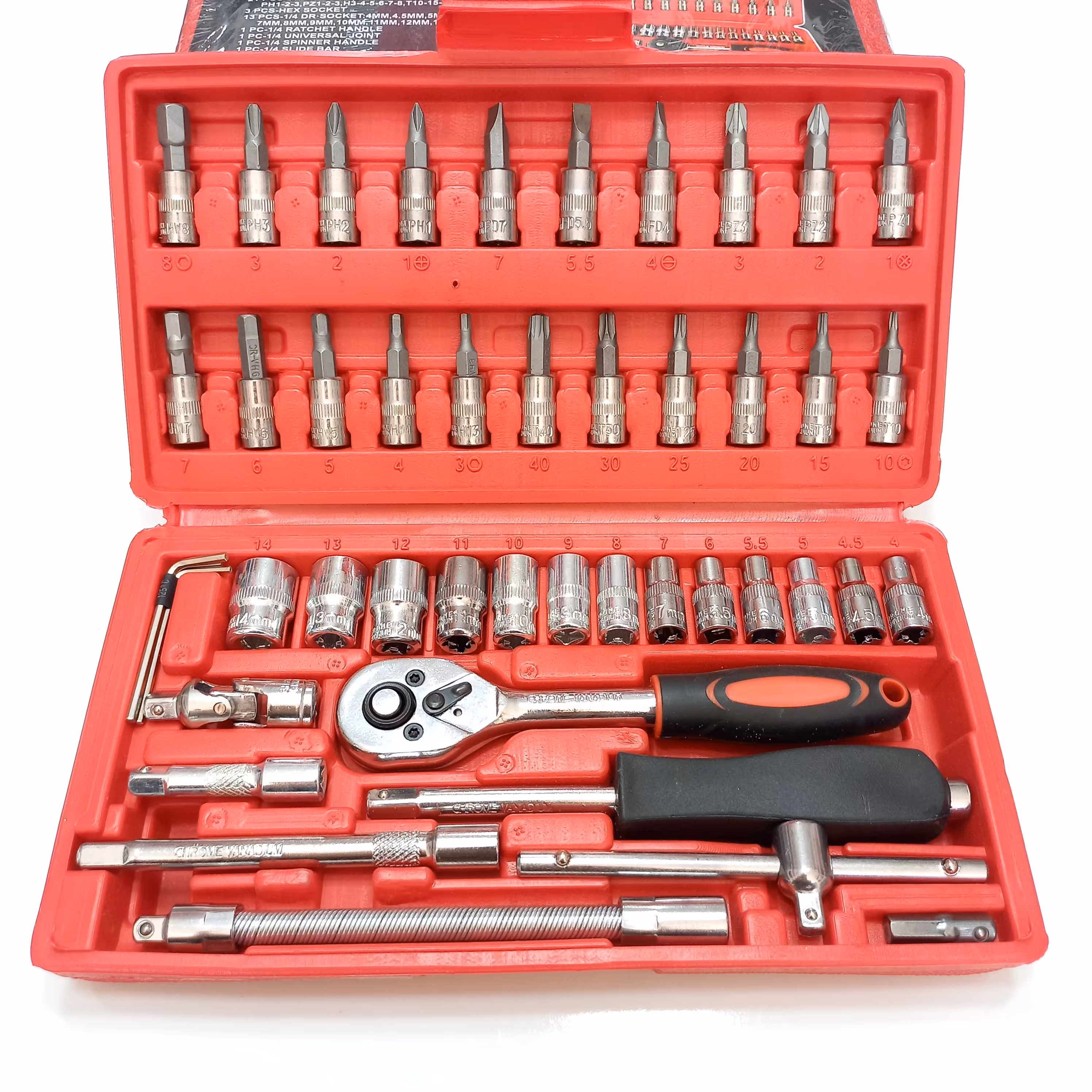 جعبه بکس مارک SKT آلیاژ کروم وانادیوم ضدزنگ 46 پارچه
