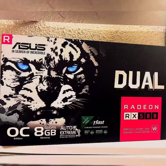 کارت گرافیک ایسوس rx580 دما عالی با جعبه ماین نشده