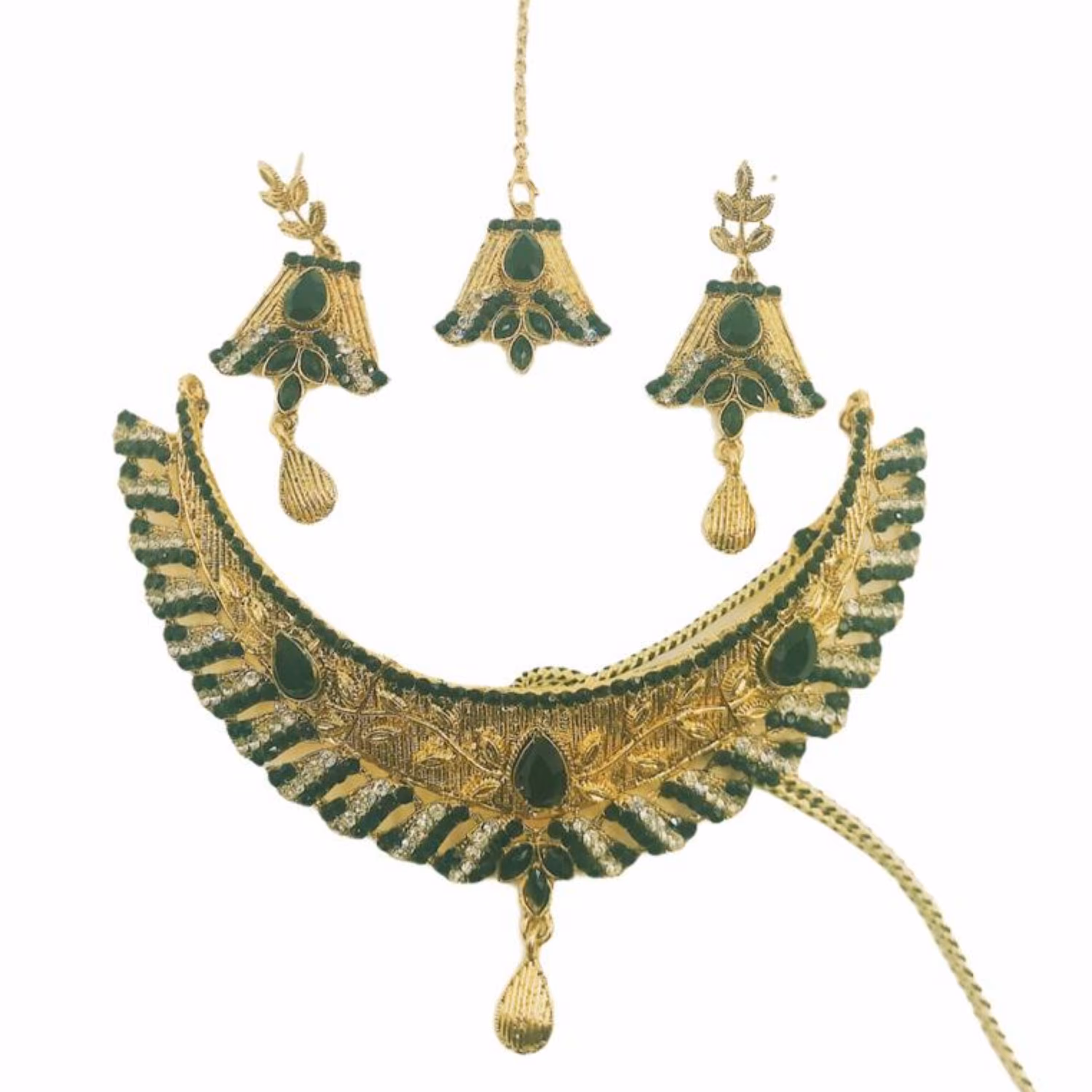 نیم ست هندی با نگین سبز 1404