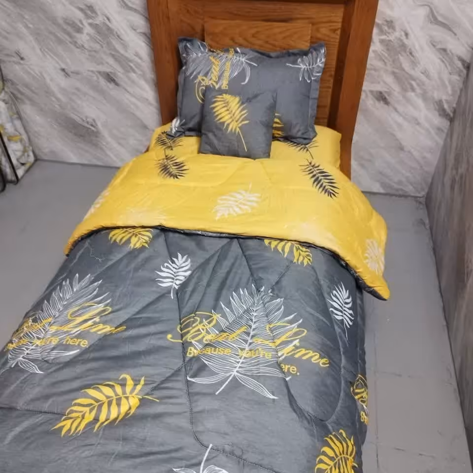 روتختی تک نفره 90 کتان پلی استر کد 247 دو رو زرد طوسی 