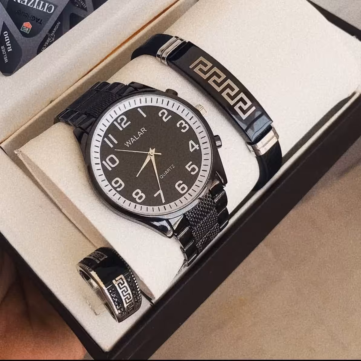 ساعت لوکس دستبند و انگشتر استیل بسیار شیک