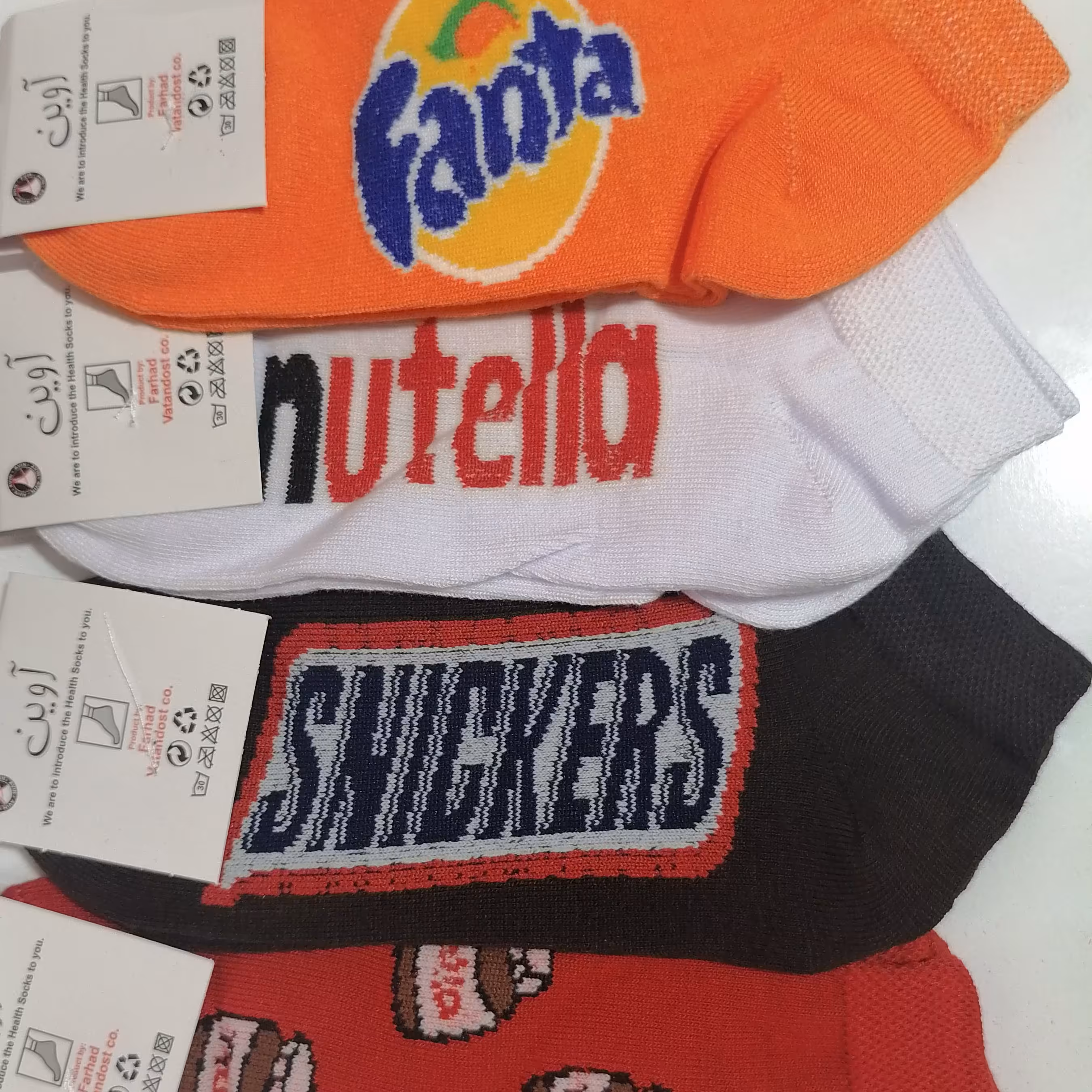 پک 12 عددی جوراب مچی اسپرت طرح شکلات، فانتا، نوتلا