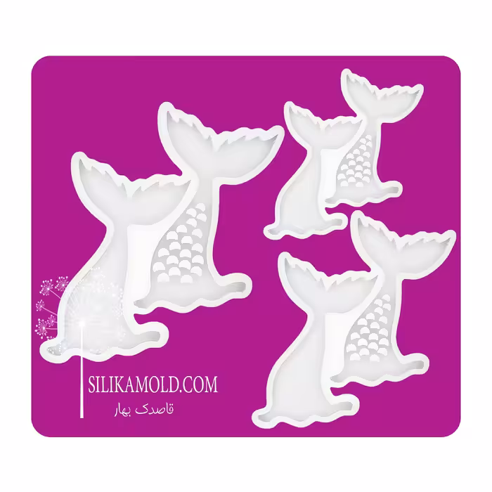 قالب سیلیکونی رزین مدل جاکلیدی و آویز طرح دم ماهی مجموعه سه عددی