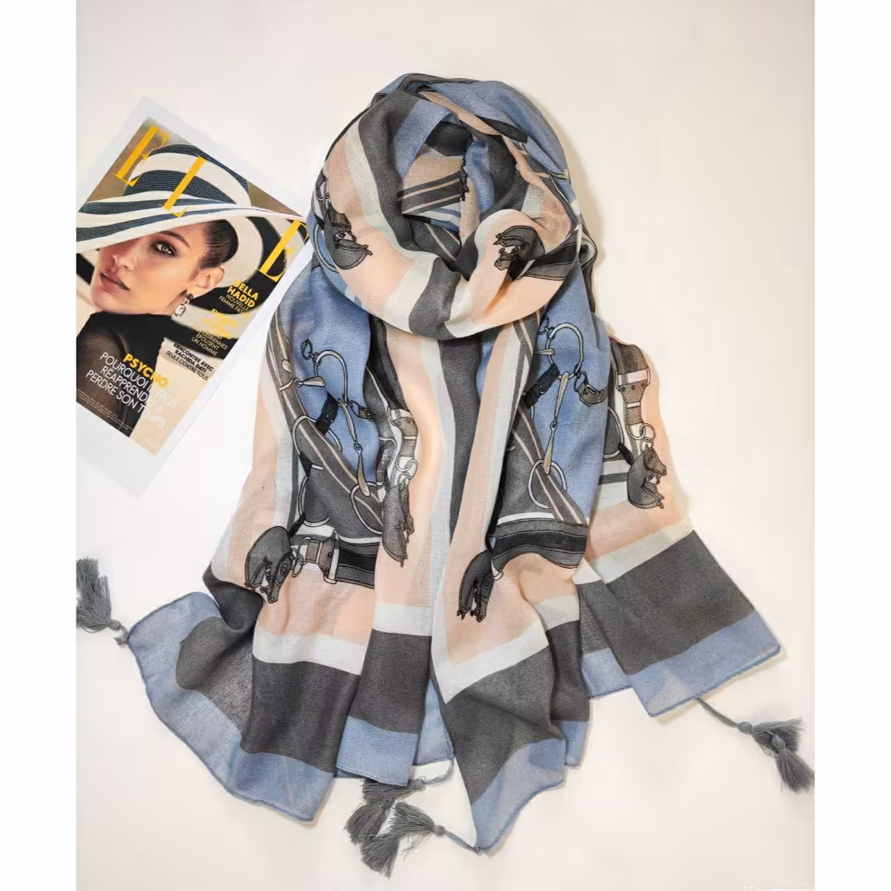 شال ابی صورتی بهاری