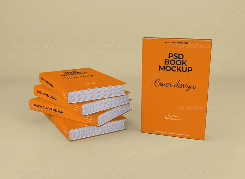 موکاپ PSD جلد کتاب ایستاده لایه باز | گرافیک با طعم تربچه
