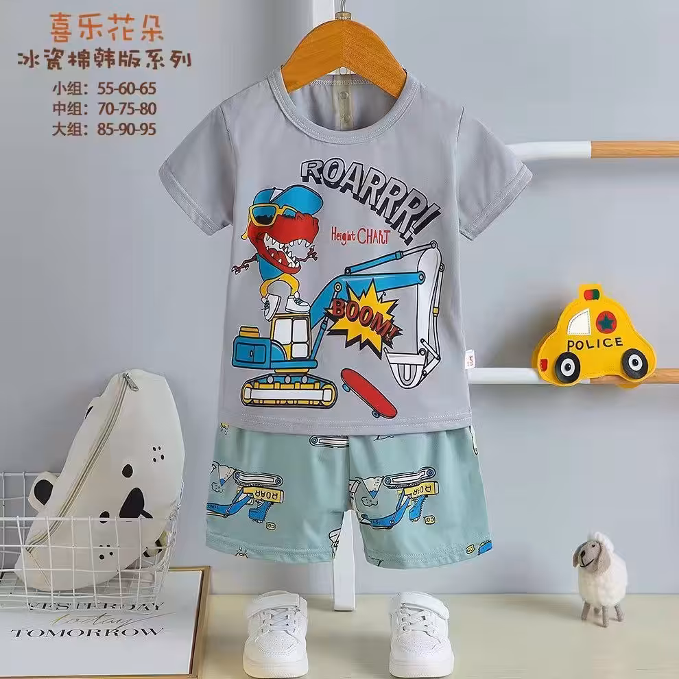 دوتیکه تیشرت وشورت نخ پنبه پسرانه مناسب 1تا4سال ارسال رایگان