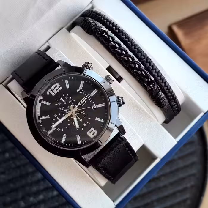 ست ساعت و دستبند شیک مردانه