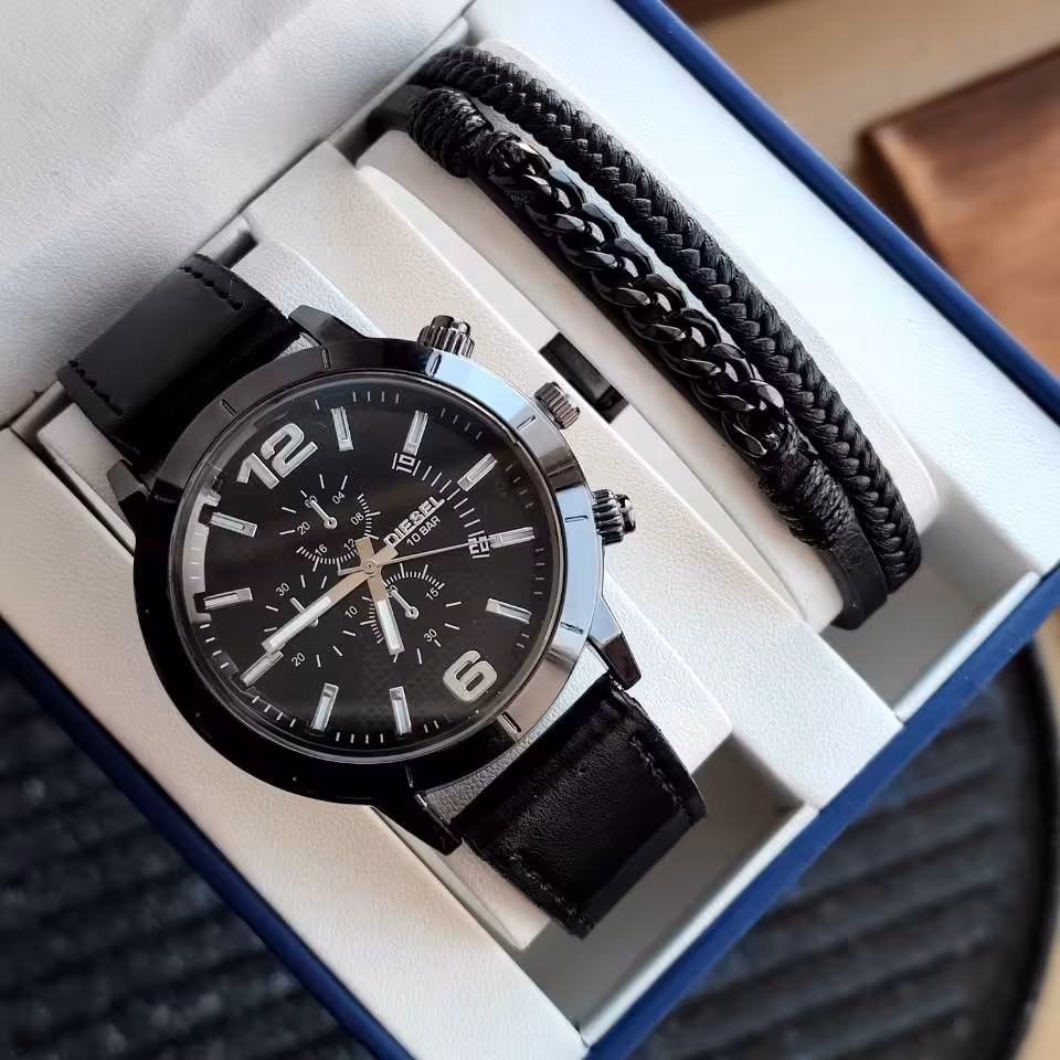 ست ساعت و دستبند شیک مردانه