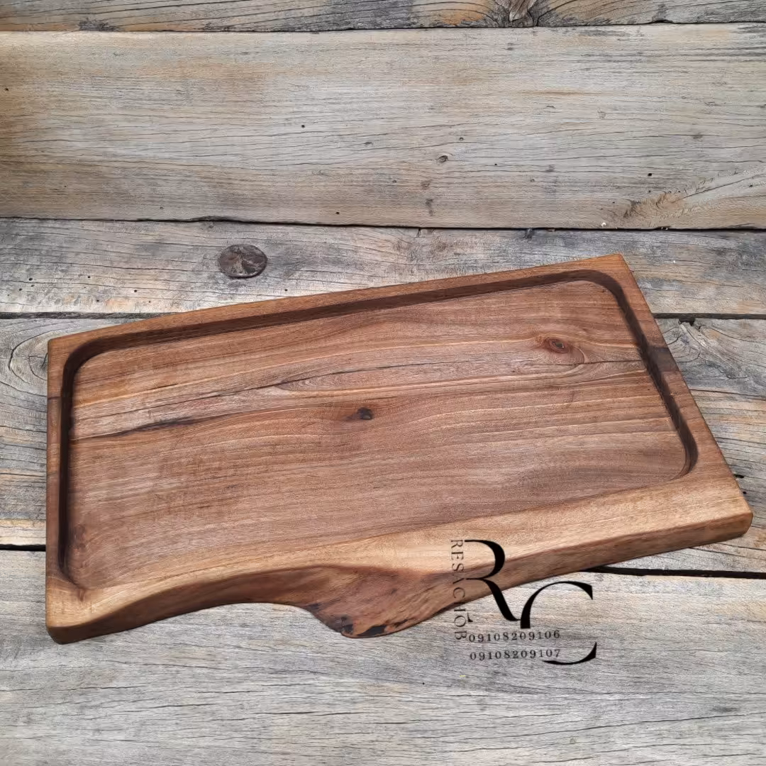 سینی چوب گردو و رزین یک تکه با پوشش روغنی مدل C1298