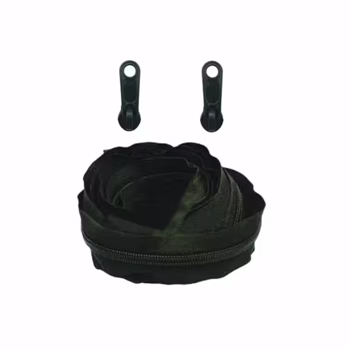 زیپ و سر زیپ پلاستیکی طرح یکسره رنگ مشکی کد MESH0203 بسته 3 عددی

