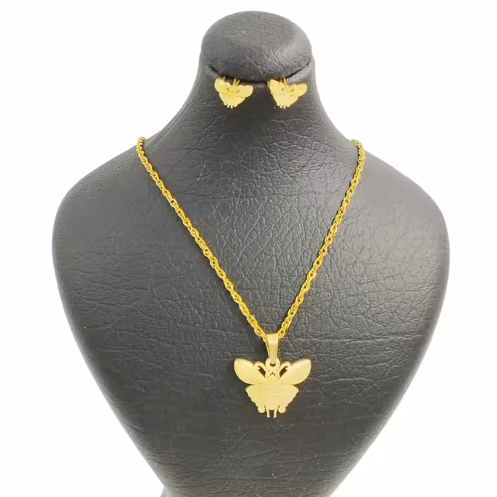 نیم ست طرح پروانه استیل رنگ ثابت ضد حساسیت  طراحی زیبا 