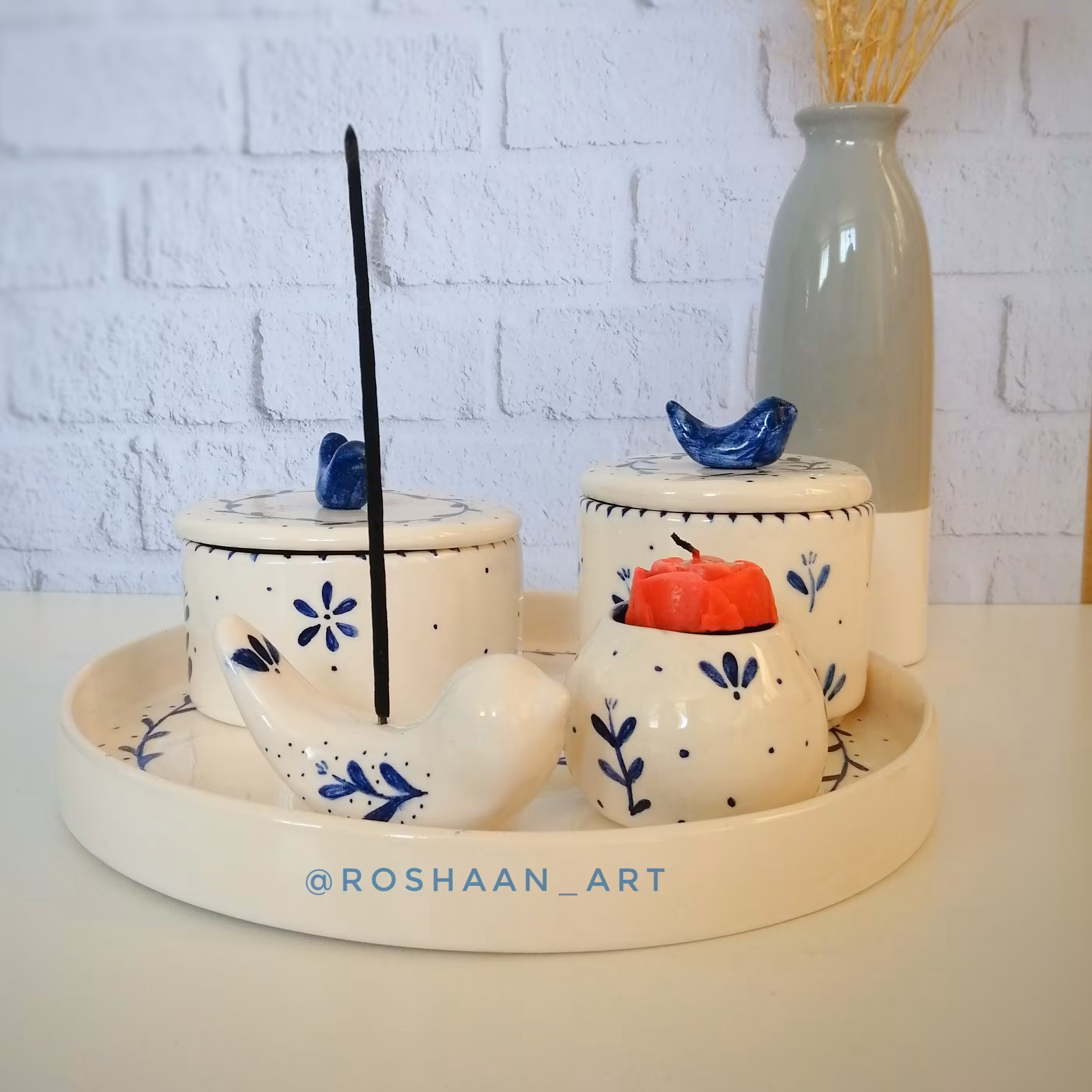 دکوری ست رومیزی جاعودی قندون شکلاتخوری سینی