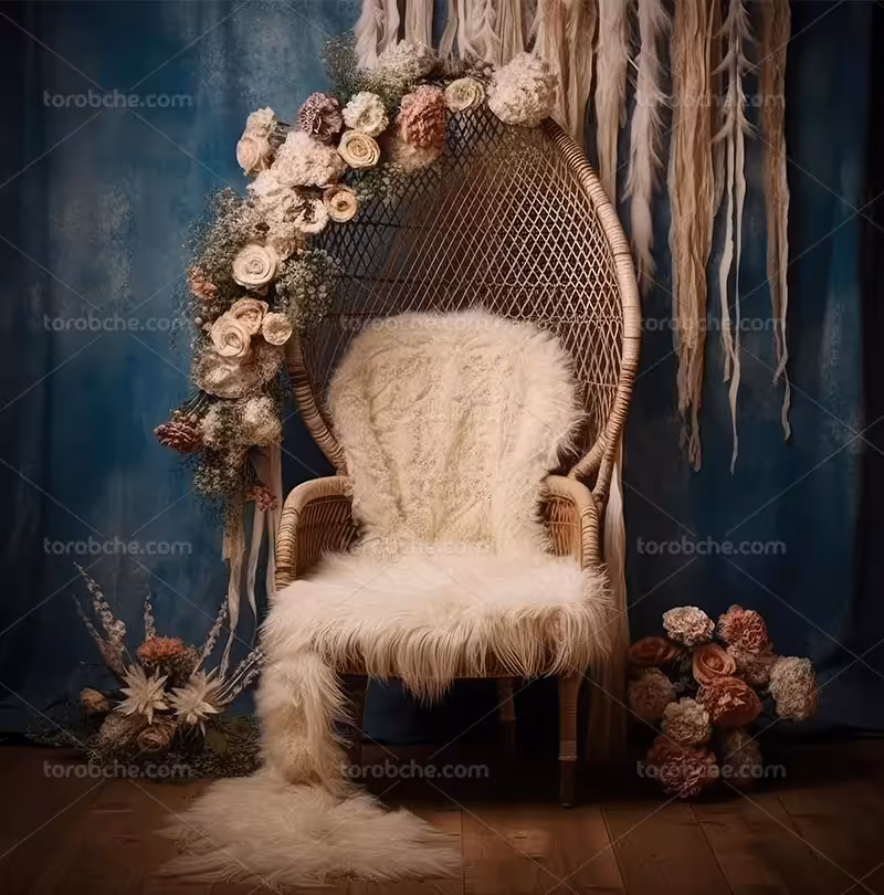 بک دراپ عکاسی جایگاه عروس با گل سفید | گرافیک با طعم تربچه