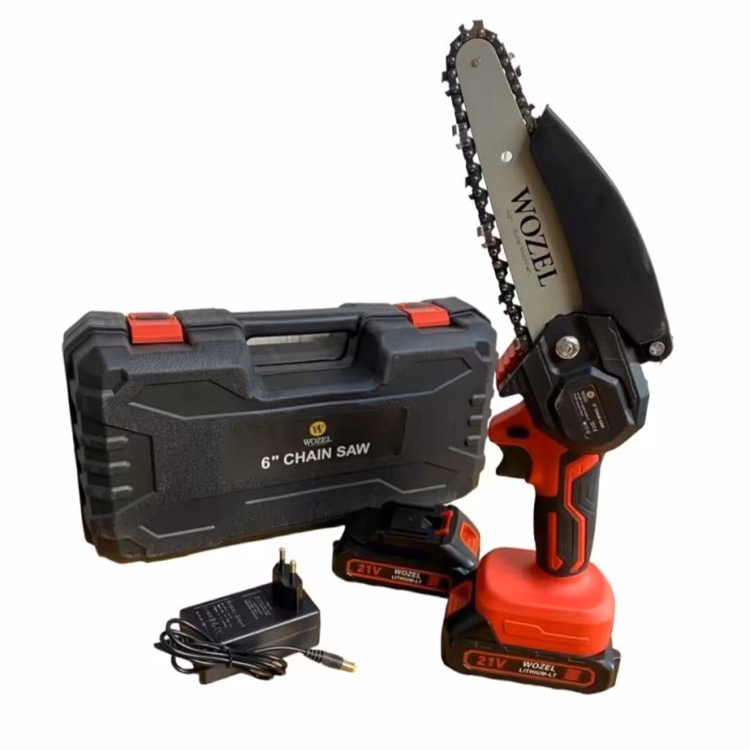 اره شارژی زنجیری تیغه 15 سانت دو باطری ووزل WOZEL