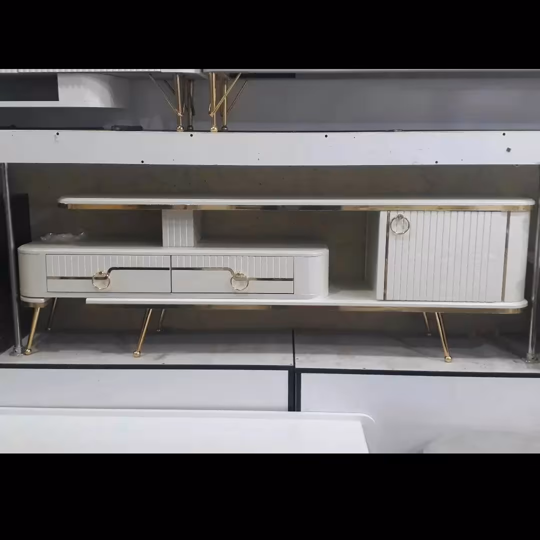 میز تلویزیون دو تیکه با قابلیت بزرگ و کوچک شدن،تمام ام دی اف،روکش وکیوم ،در رنگ های: سفید ،بتنی،کلی اف،مشکلی 