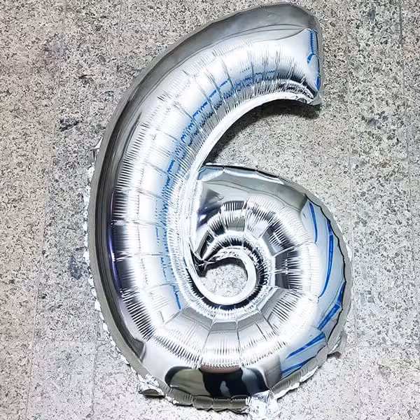 بادکنک فویلی عدد شش نقره ای (32 اینچ)