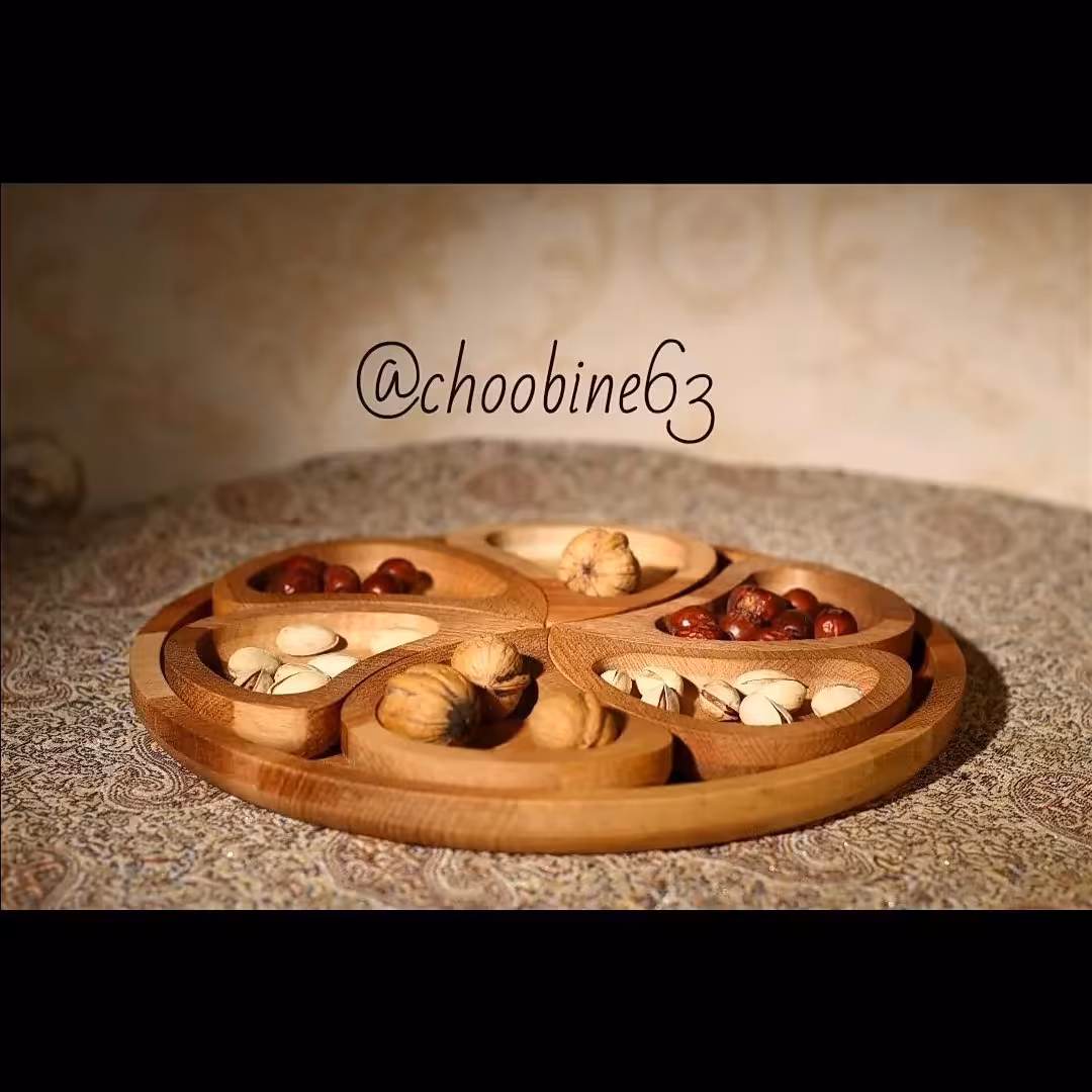 هفت سین چوبی همراه سینی چوبی مدل چوب راش 