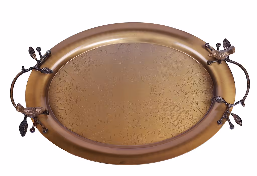 سینی برنجی سالی نو طرح گنجشک