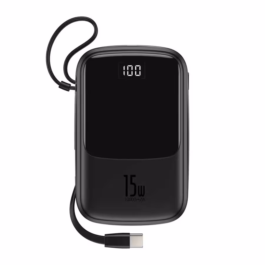 قیمت و خرید پاوربانک بیسوس 15W Qpow PPQD-A ظرفیت 10000mAH همراه کابل متصل Type-C | یاس ارتباط