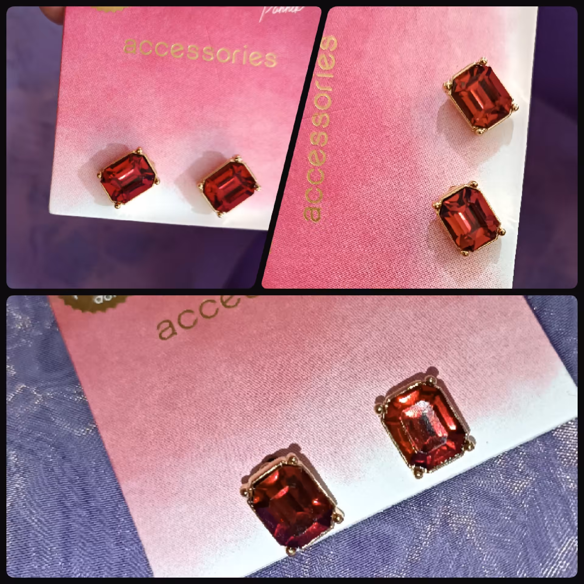 گوشواره طرح جواهر وارداتی...  آبکاری طلا 