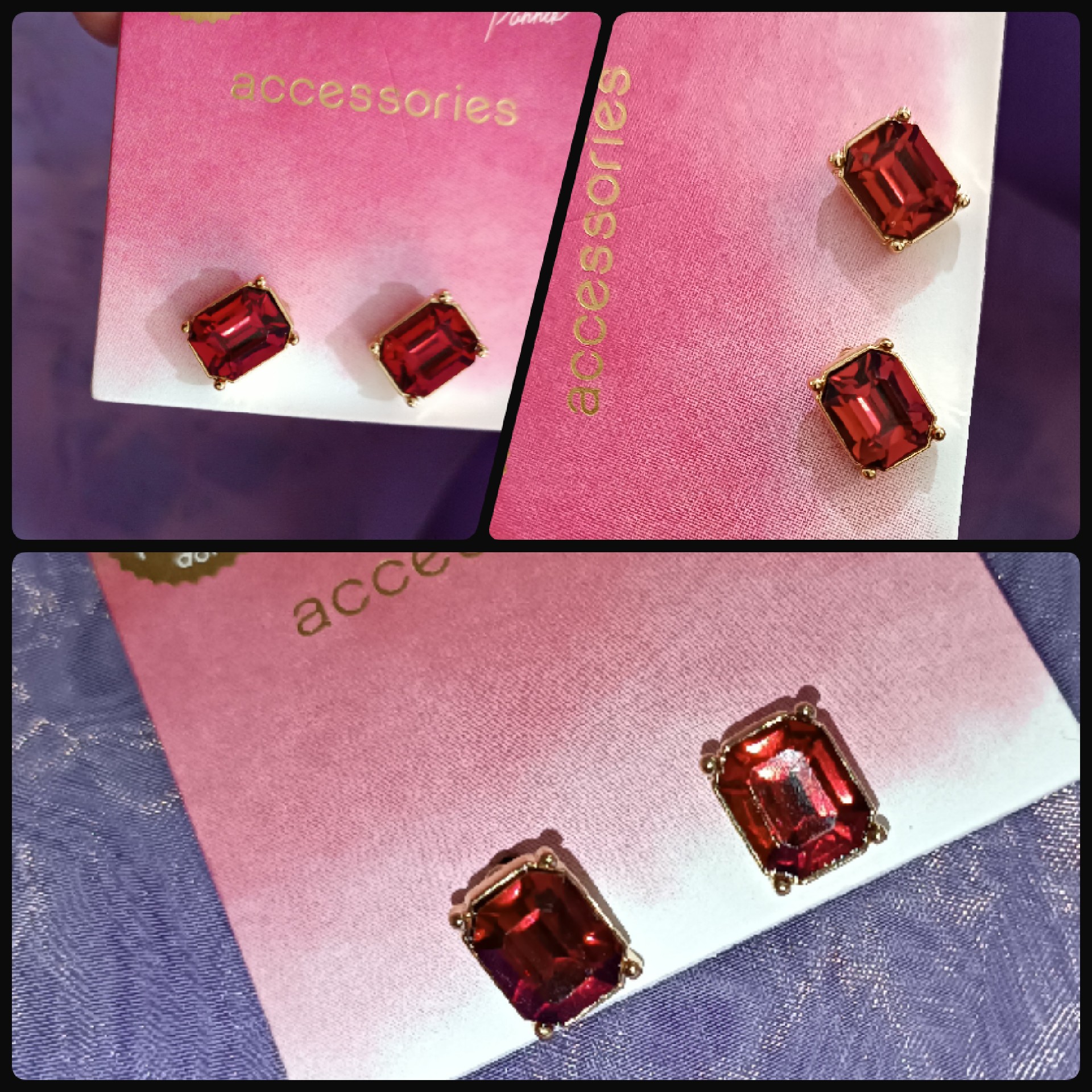گوشواره طرح جواهر وارداتی  آبکاری طلا 