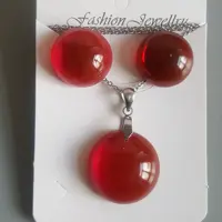 گردنبند گوشواره چسبان رزینی(ارغوانی)