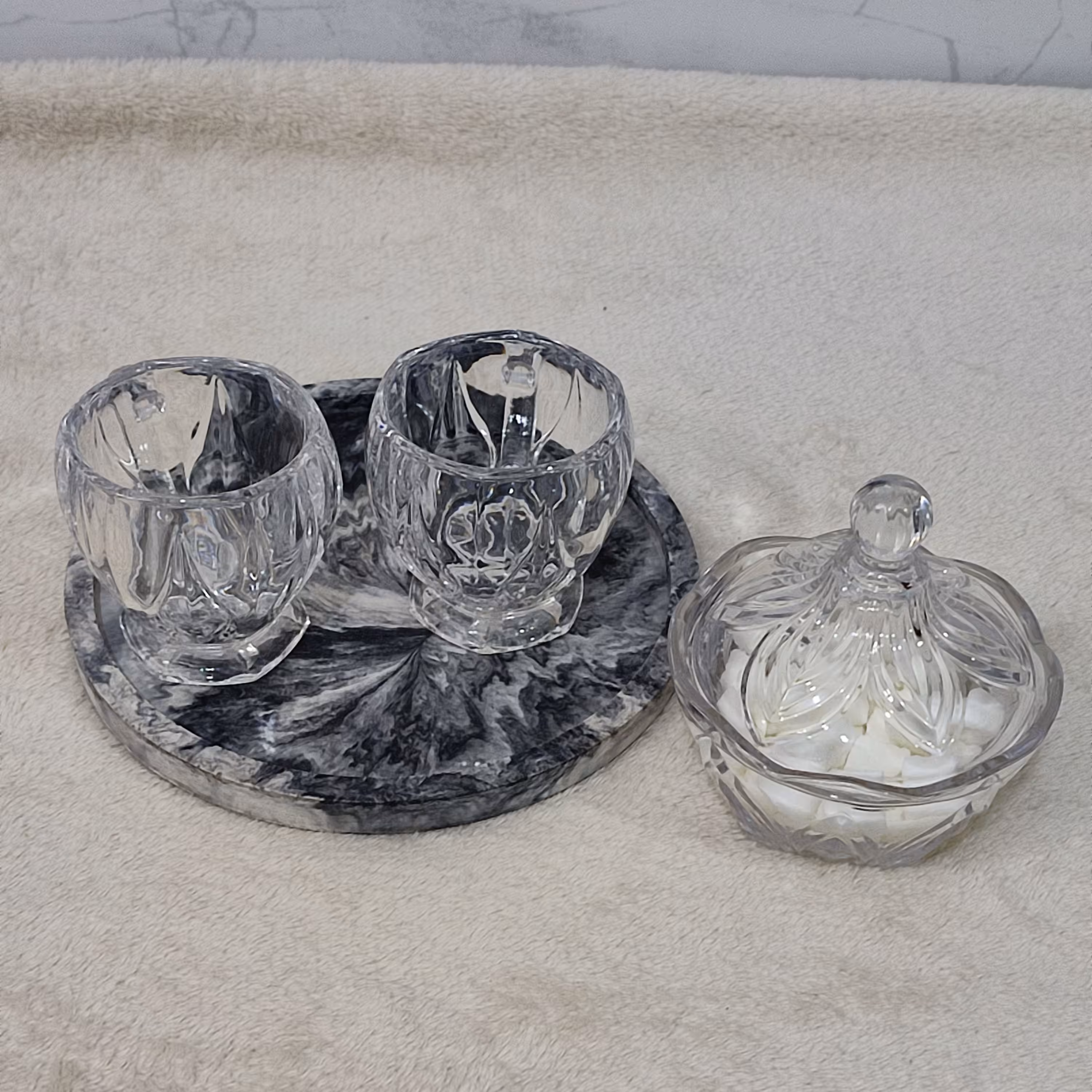 سینی گرد سنگ صنعتی رنگ مطابق تصویر