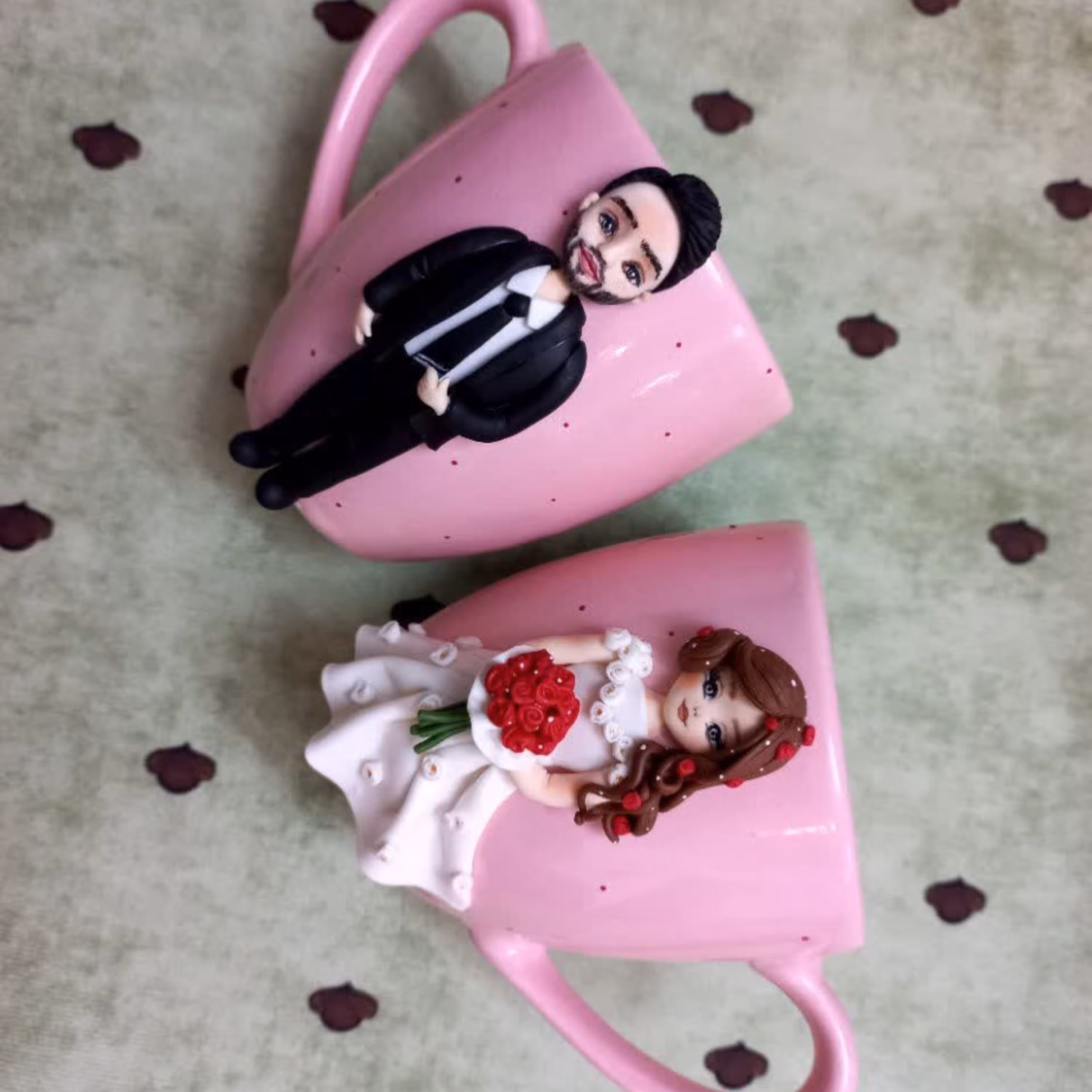 ماگ عروس و داماد خمیری 