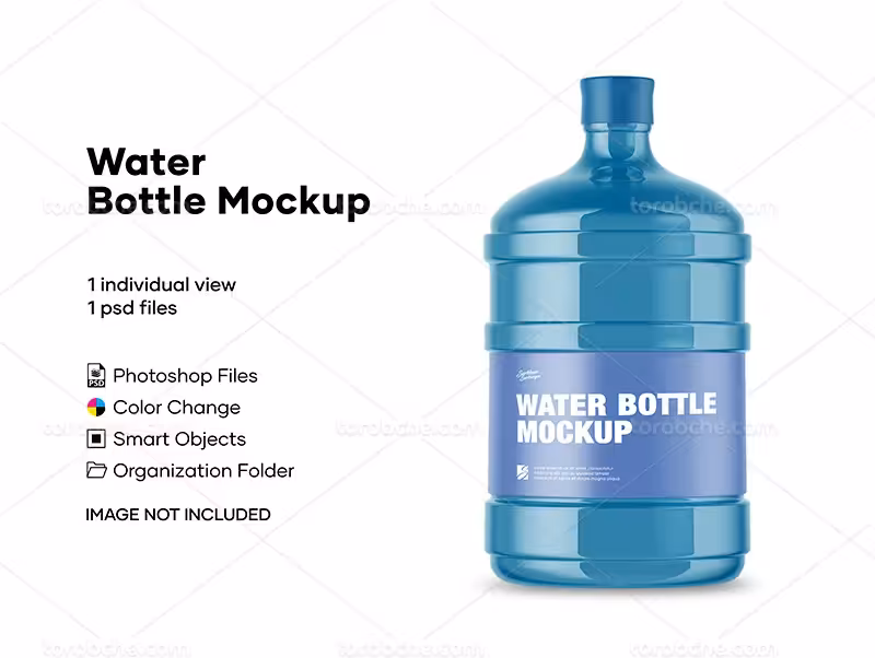 موکاپ بطری بزرگ آب | گرافیک با طعم تربچه