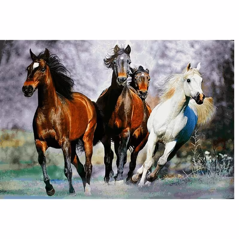 کد 26033 - نخ و نقشه کامپیوتری تابلو فرش عرشیان طرح حیوانات و پرندگان - اسب