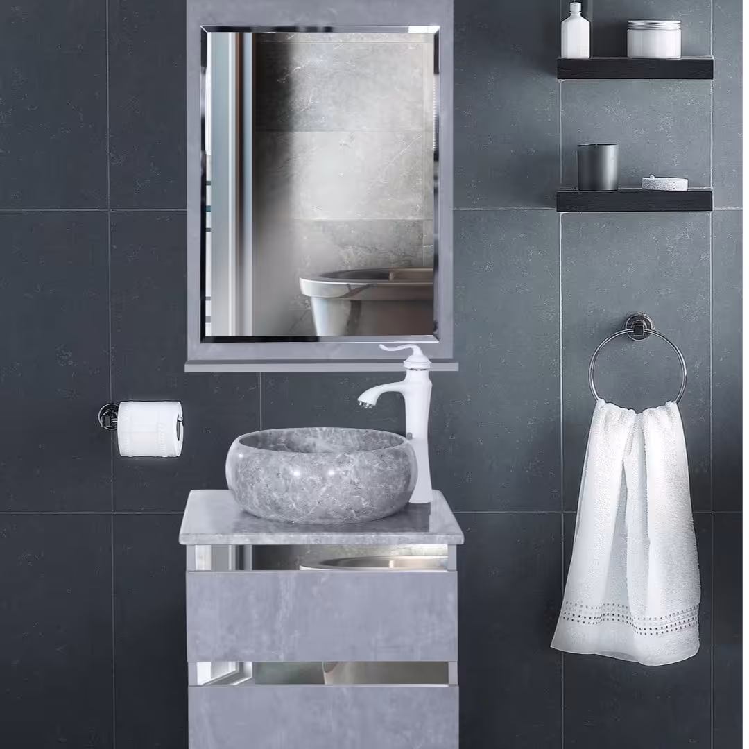 روشویی کابینتی مدل مارینا تمام پی وی سی ابعاد 40 در 50 به همراه آینه ارسال به سراسر ایران