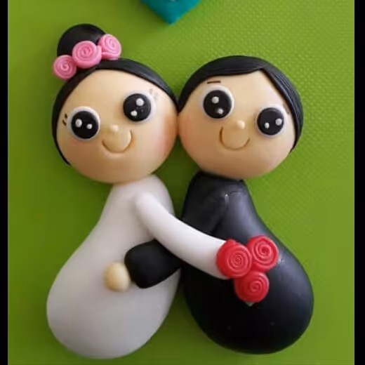 مگنت خمیری عروس و داماد به همراه یادبود تاریخ ازدواجشان