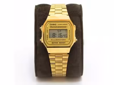 ساعت casioمدلa168 رنگ طلایی همراه با 36% تخفیف پرداخت193000به جای 300000تومان