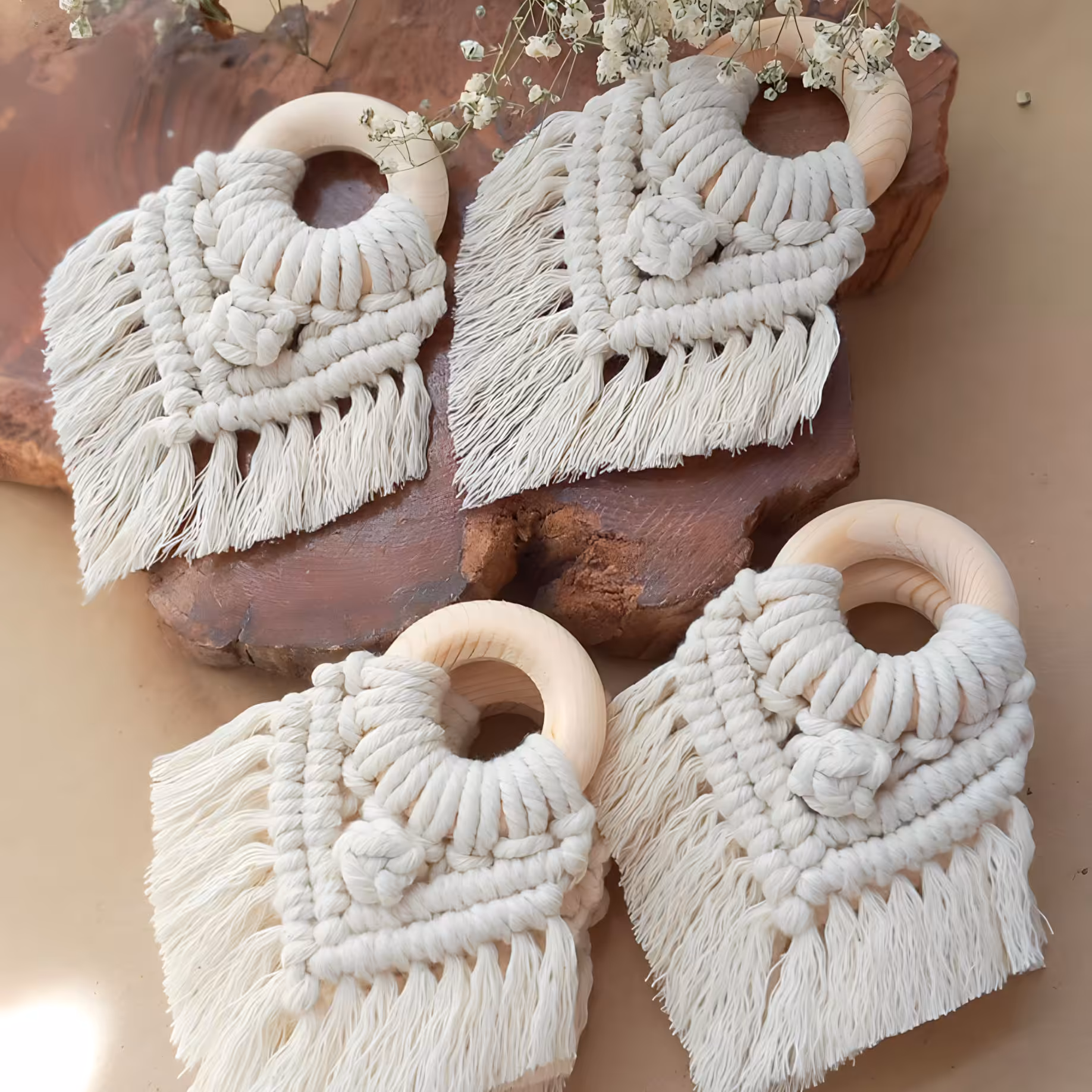 حلقه دستمال مکرومه 