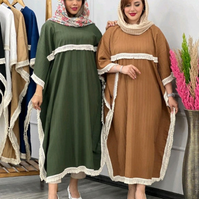 پانچو زنانه شانتون مدل کفتان بلندریش دارتاسایز 54