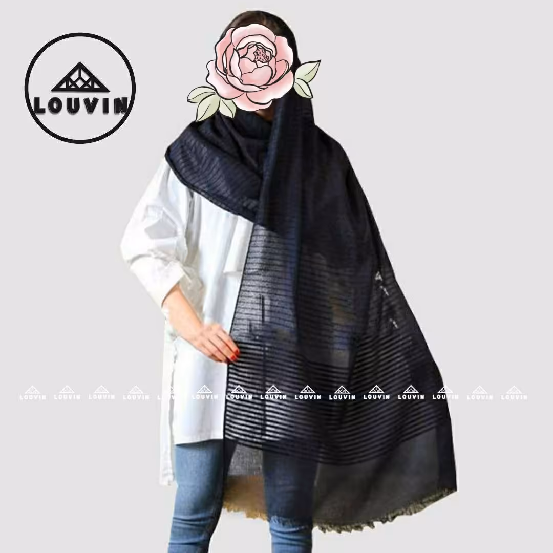 شال مشکی نخی مخمل دار