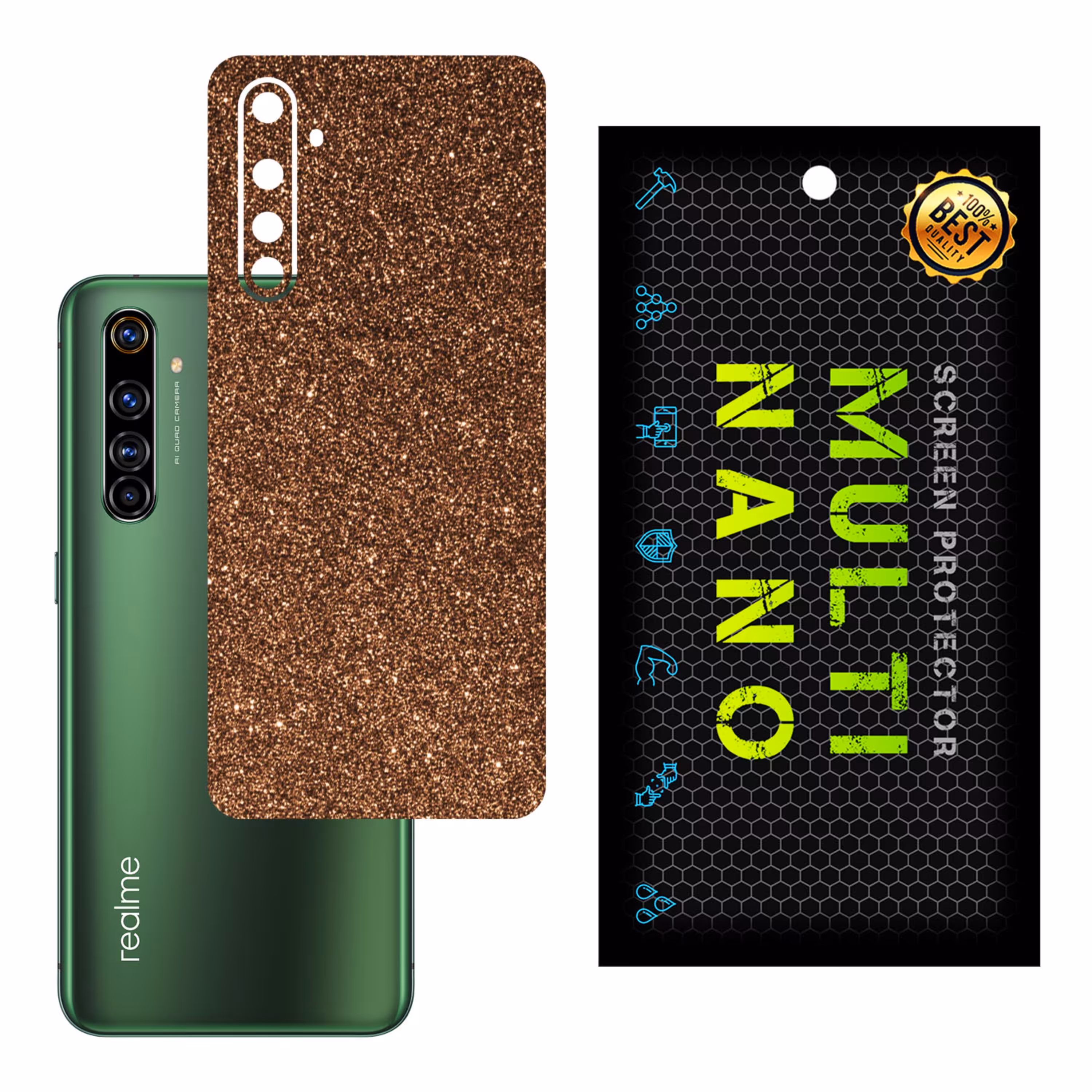 برچسب پوششی MultiNano مدل X-G1F-Bronze برای پشت موبایل ریلمی X50 Pro 4G