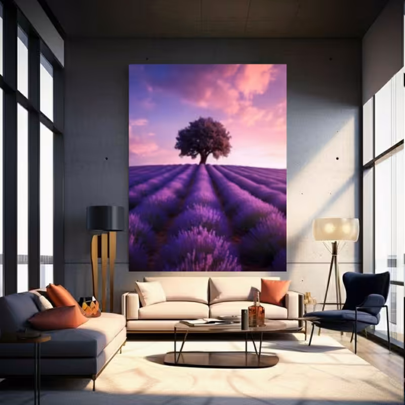 استیکر طرح دشت کلهای بنفش کد BK1195