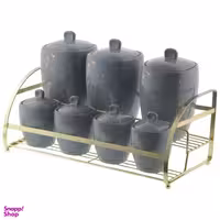 ست جا ادویه و پاسماوری 7 پارچه مدل قاصدک کد 1003T به همراه استند