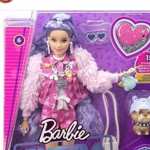 عروسک باربی اکسترا با لباس جین صورتی برند متل با ارسال رایگان و تحویل فوری