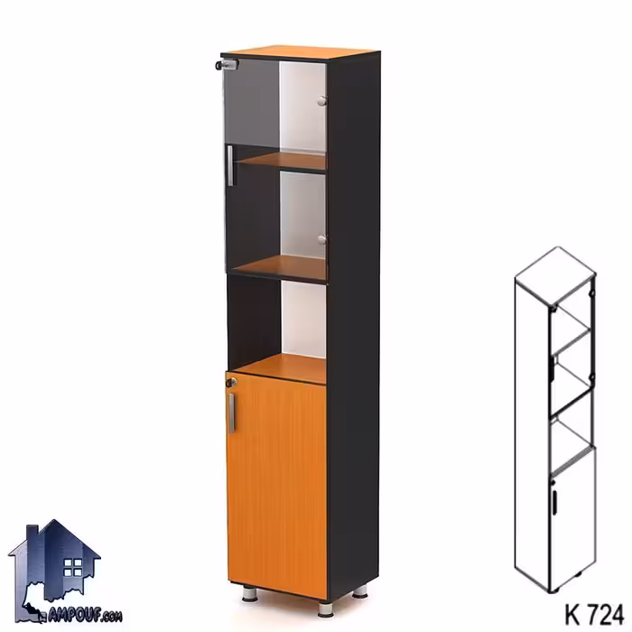 کتابخانه کناره نیم شیشه BCSN724