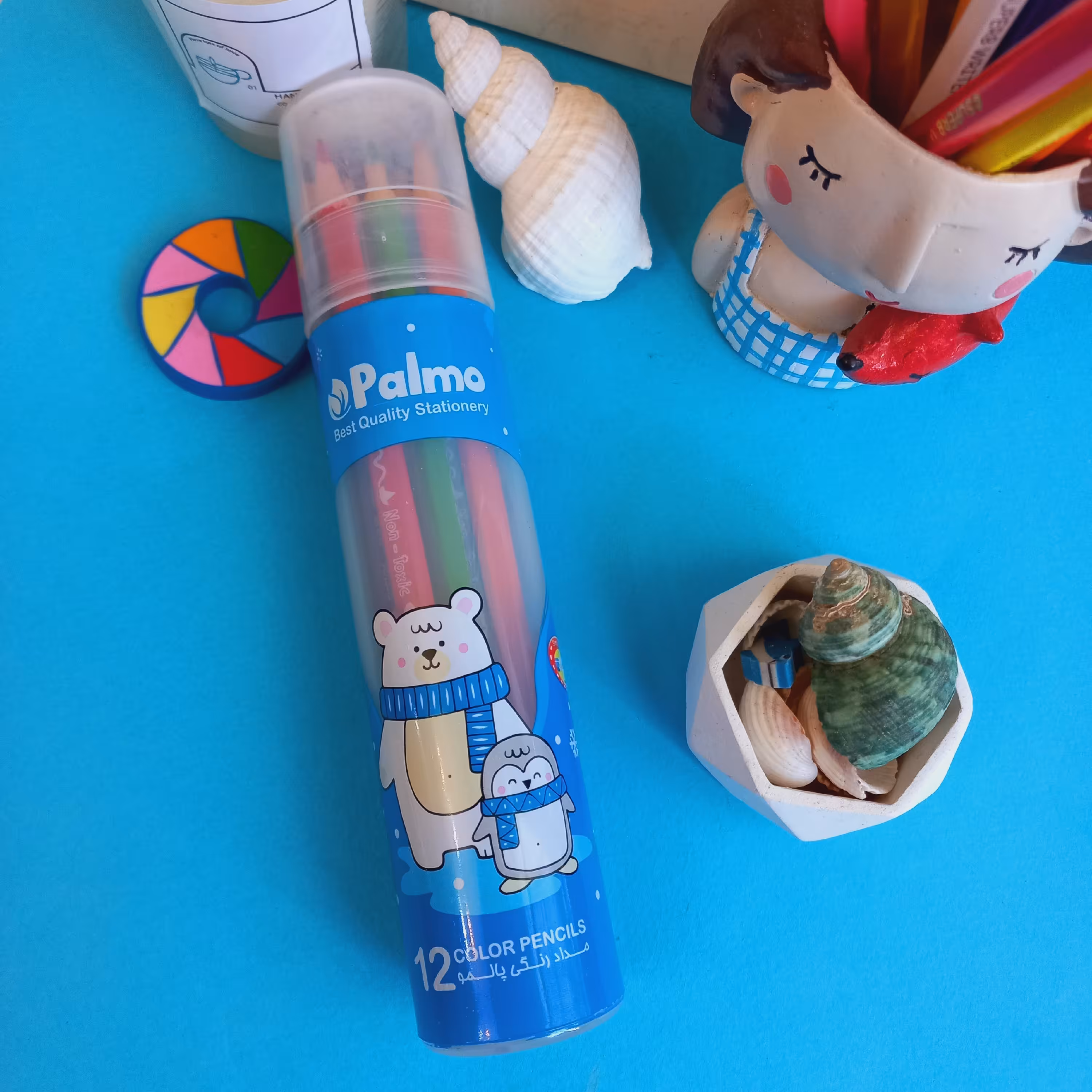 مدادرنگی   استوانه ایی 12 رنگ پالمو 