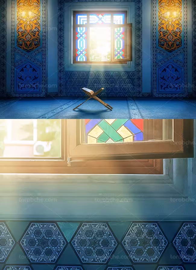 عکس با کیفیت قرآن و رحل در مسجد - گرافیک با طعم تربچه
