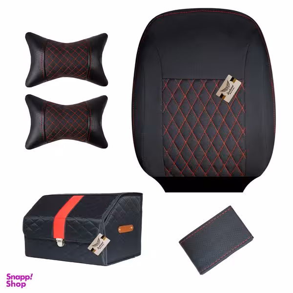 روکش صندلی خودرو سوشیانت مدل K مناسب شاهین به همراه پشت گردنی و جعبه و دور فرمان