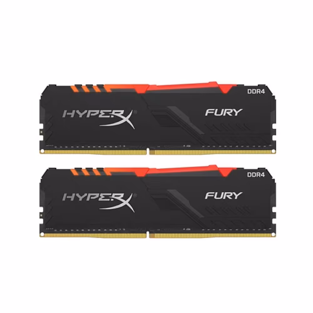 رم دسکتاپ کینگستون تک کاناله DDR4 فرکانس 3200 مگاهرتز مدل HyperX Fury RGB ظرفیت 8 گیگابایت