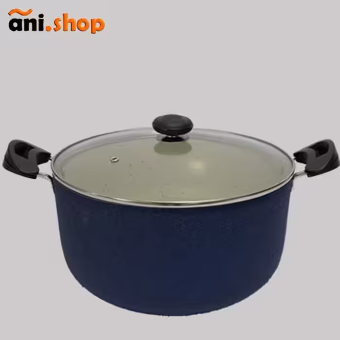 قابلمه گرانیتی درب شیشه ای رنگ سرمه ای براق