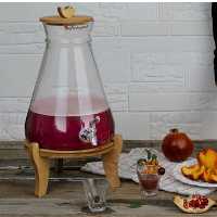 کلمن  شیشه ای کوزه ای 4.5 لیتری   پایه چوبی pashasazeh