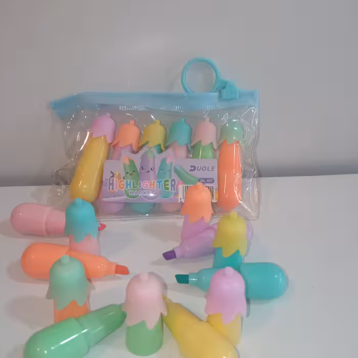 ماژیک علامت زن پاستیلی (هایلایتر) طرح  بادمجان  در شش رنگ 