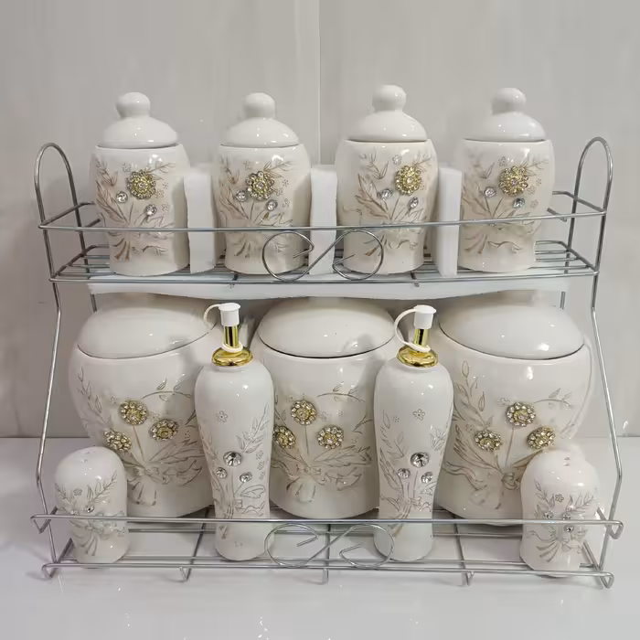 پاسماوری 12 عددی رنگ ثابت گل برجسته جنس سرامیک و کیفیت فوق العاده صادراتی     