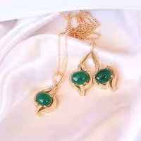 نیم ست طلا روس عقیق سبز